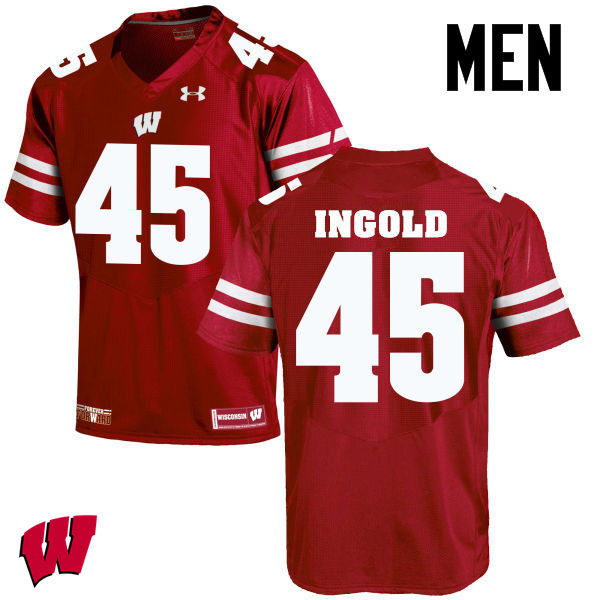 Men Wisconsin Badgers #45 Alec Ingold College Football Jerseys-Red